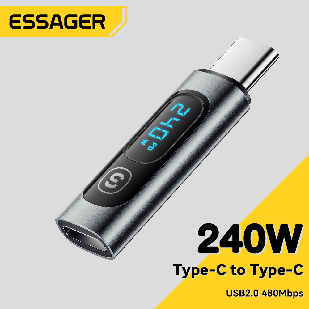 Essager Type C To Type C 240W power test adapter supports data transmission