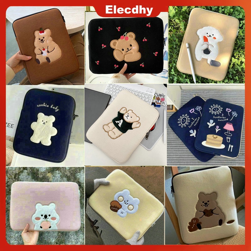 【THICKER】Cute Cartoon Embroidery Laptop Bag Tablet Bag 10/11/13/14/15/15.6 inch Tablet Pouch For Men Women
