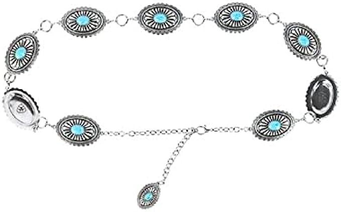 Ariat Turquoise Concho Chain Belt - Ladies, Silver