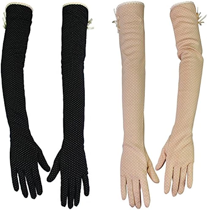 kilofly Women's Long Anti-UV Breathable Arm Sun Block Driving Gloves, 2 Pairs