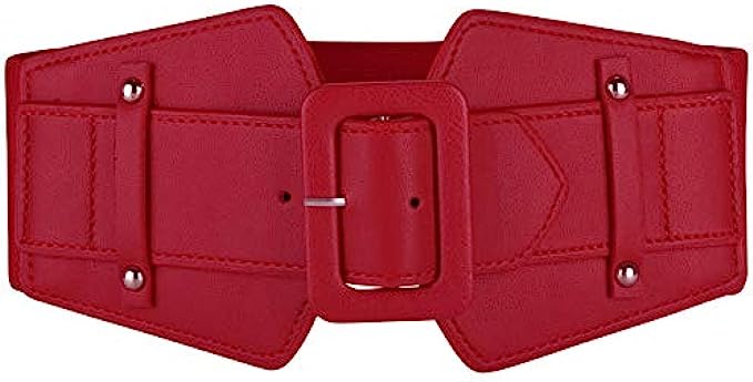 Ayliss Women Wide Elastic Waist Belt Vintage PU Leather Corset Cinch Belt