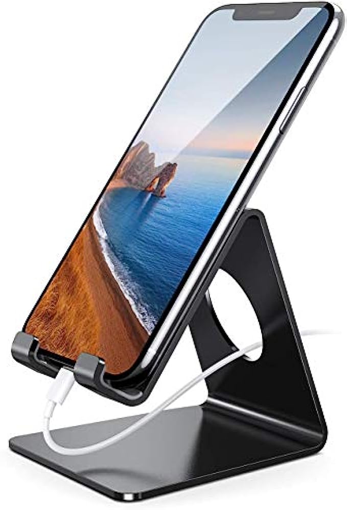 Lamicall Cell Phone Stand, Phone Dock: Cradle, Holder, Stand for Office Desk - Black