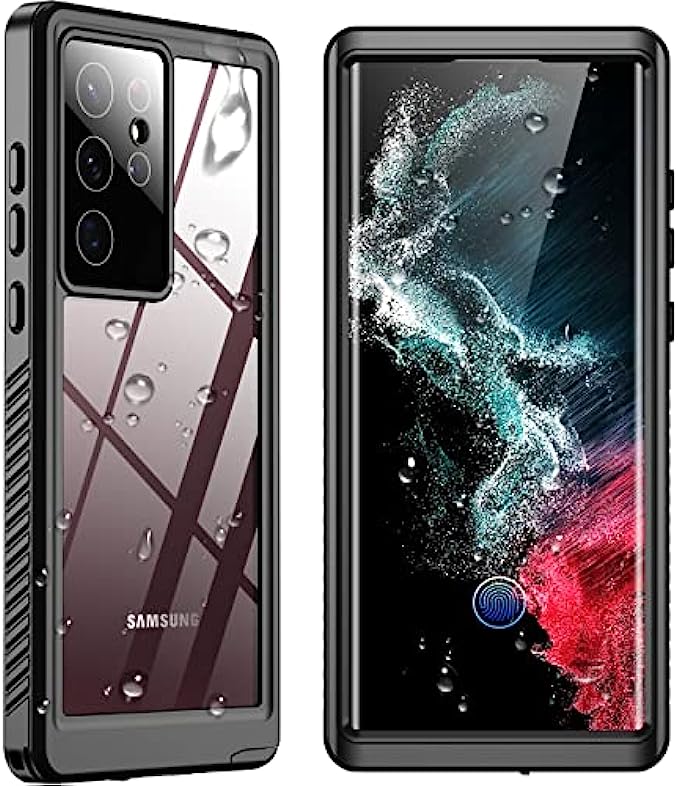 SPIDERCASE for Samsung Galaxy S22 Ultra Case, Waterproof Built-in Screen Protector Full Protection Heavy Duty Shockproof Anti-Scratched Rugged Case for Galaxy S22 Ultra 5G 6.8'' 2022 (Black)