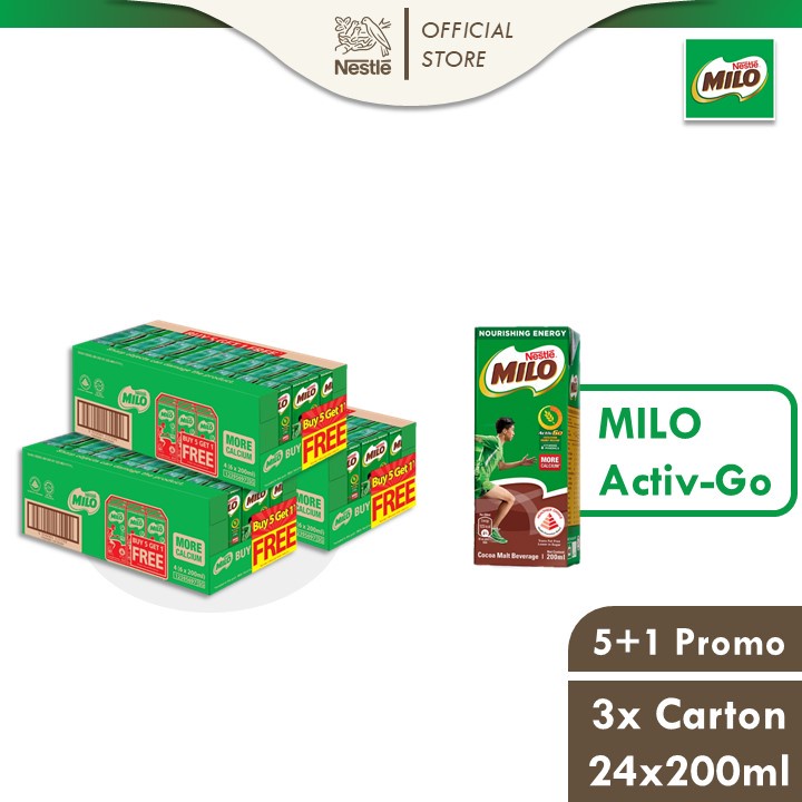 [Bundle of 3] MILO UHT Chocolate Malt Packet Drink (5+1 Case)