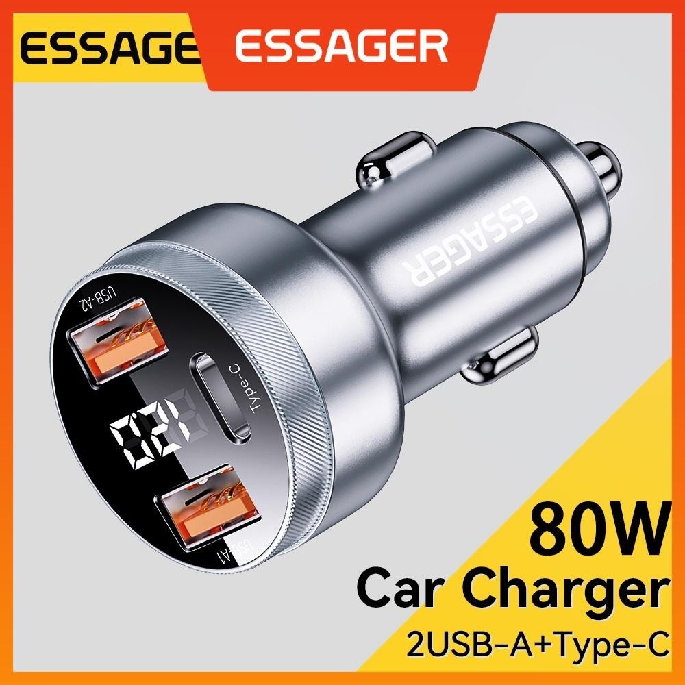 Essager 80W Car Charger USB Type C PD Fast Charging Phone Quick Charge for iP 14 13 Samsung